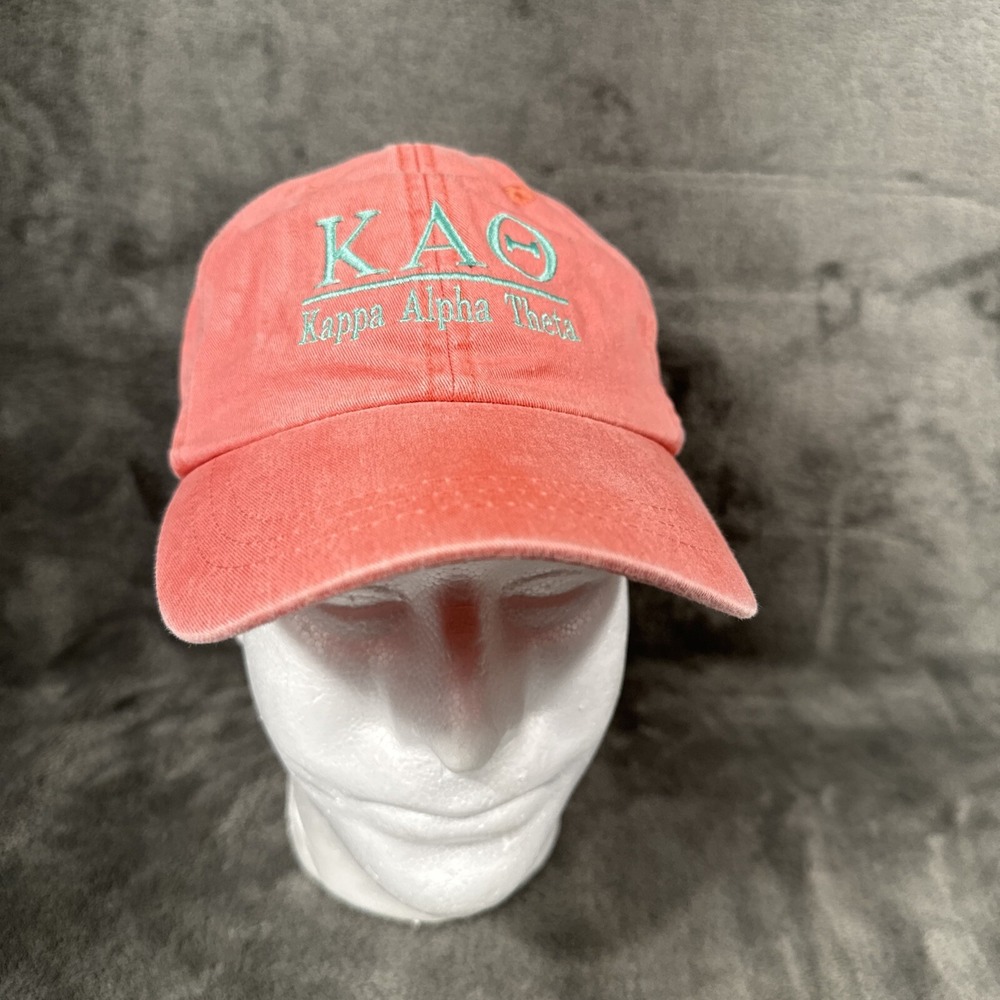 Kappa Alpha Theta Hat Pink Leather‎ Strap Back Adams Upscale Fashion Headwear